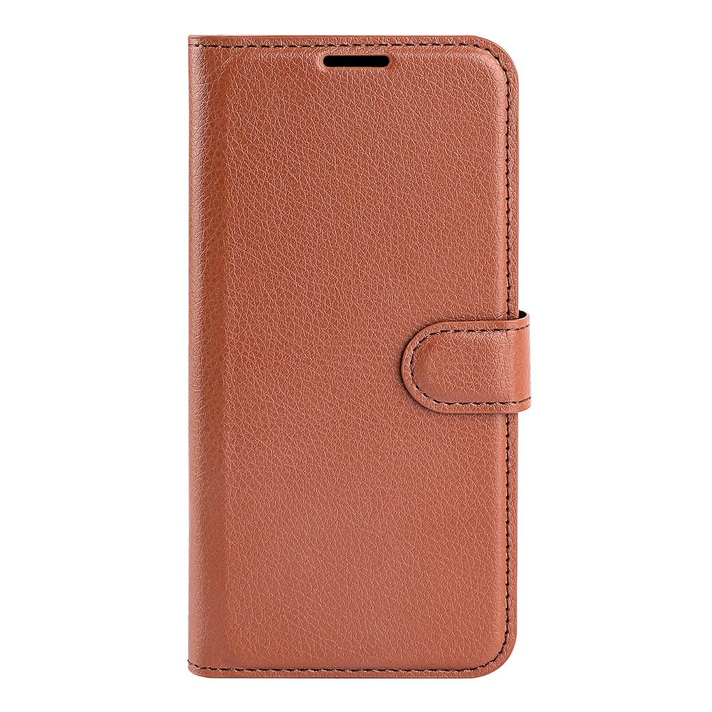  Samsung Galaxy S25 Edge Fodral Litchi Läder Brun - Teknikhallen.se