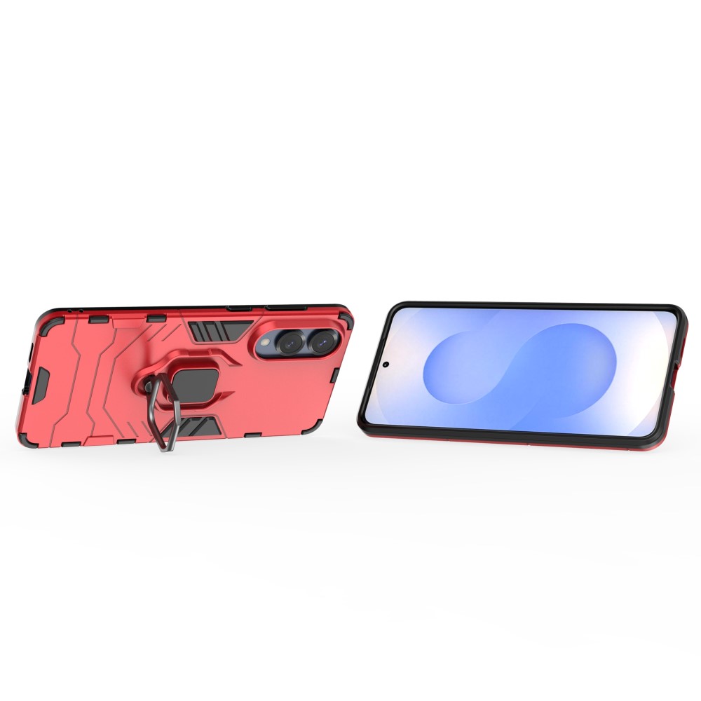  Samsung Galaxy S25 Edge Skal Ring Hybrid Armor Röd - Teknikhallen.se