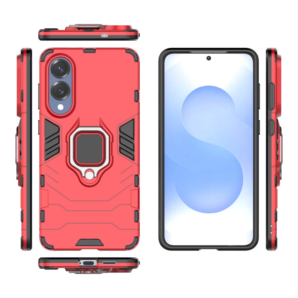  Samsung Galaxy S25 Edge Skal Ring Hybrid Armor Röd - Teknikhallen.se