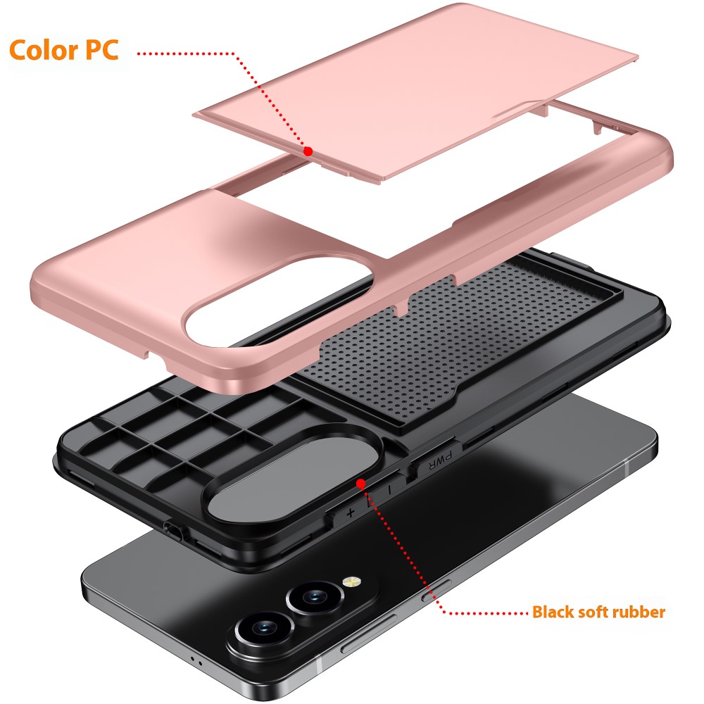  Samsung Galaxy S25 Edge Skal Hybrid Med Kortfack Roséguld - Teknikhallen.se