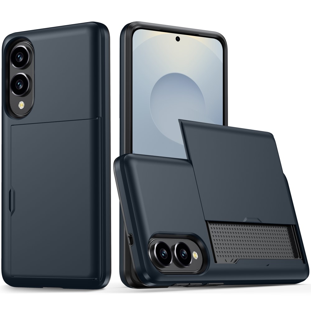  Samsung Galaxy S25 Edge Skal Hybrid Med Kortfack Mörk Blå - Teknikhallen.se