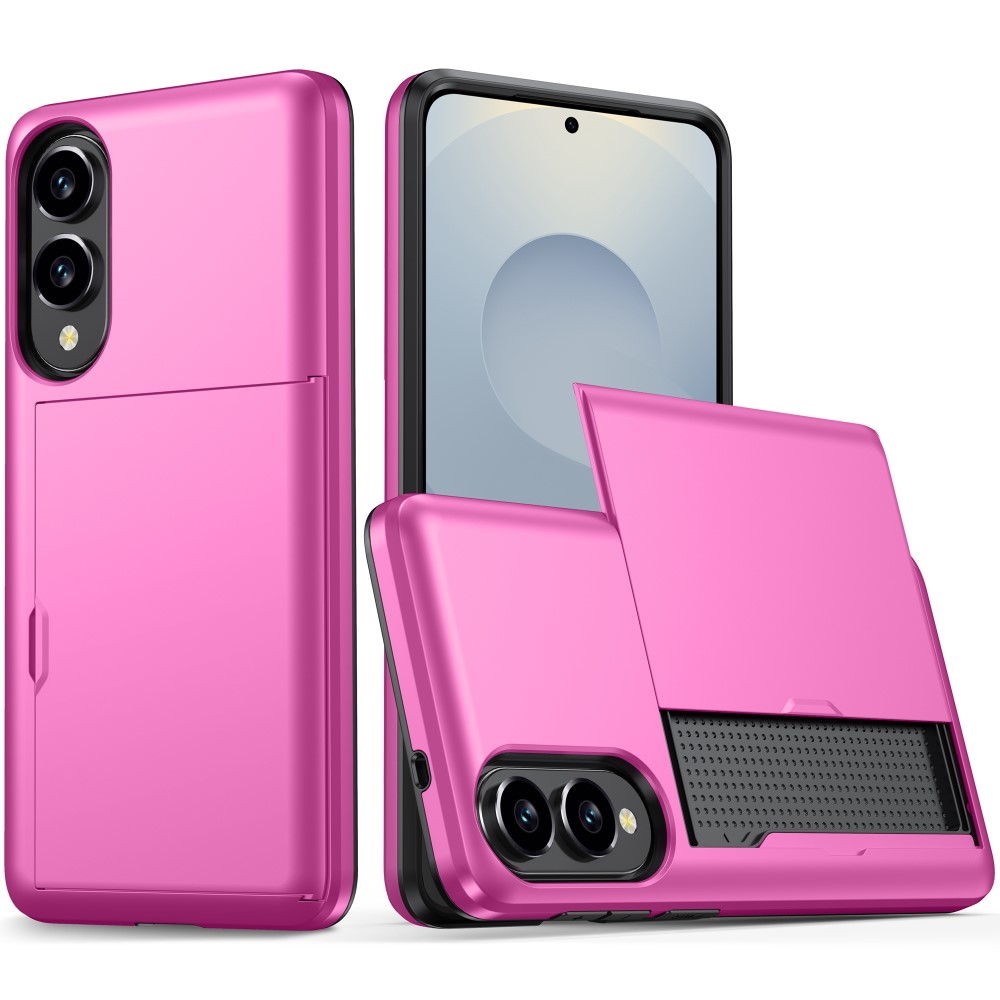  Samsung Galaxy S25 Edge Skal Hybrid Med Kortfack Rosa - Teknikhallen.se