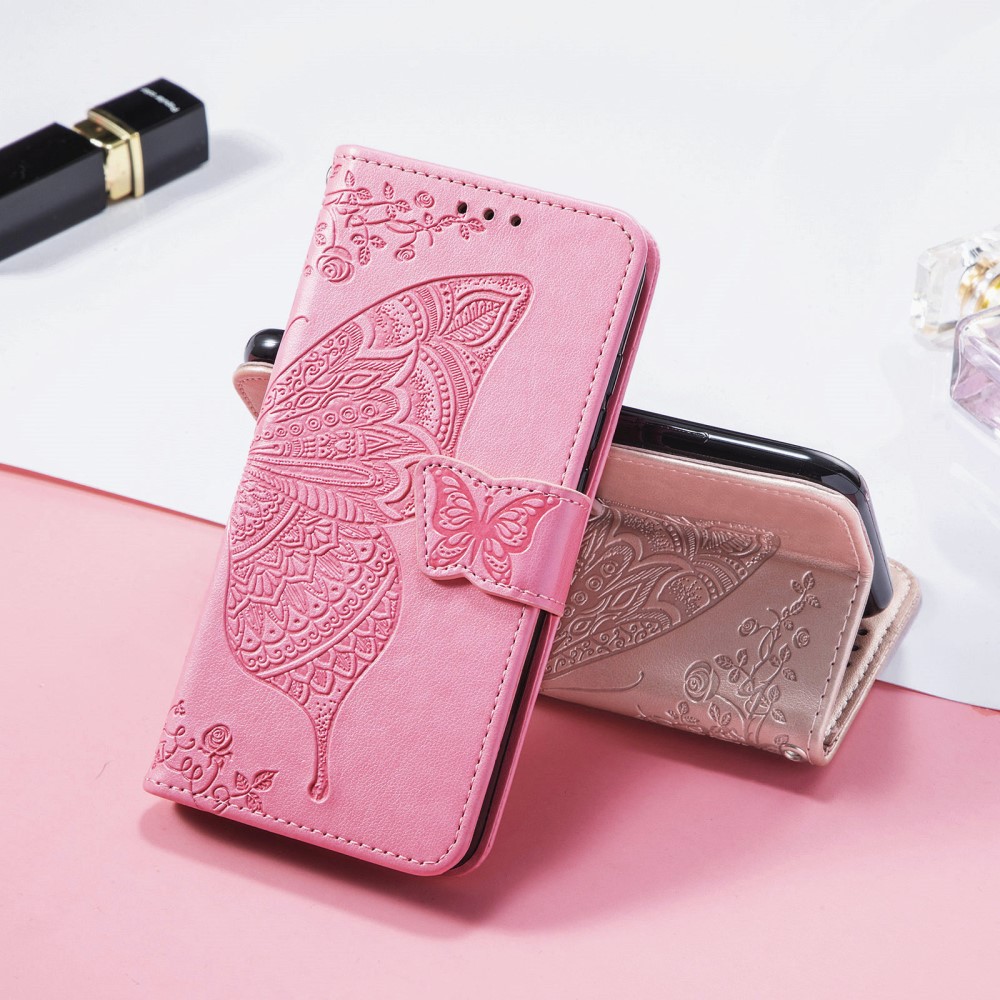  Samsung Galaxy S25 Edge Fodral Med Fjäril Tryck Rosa - Teknikhallen.se