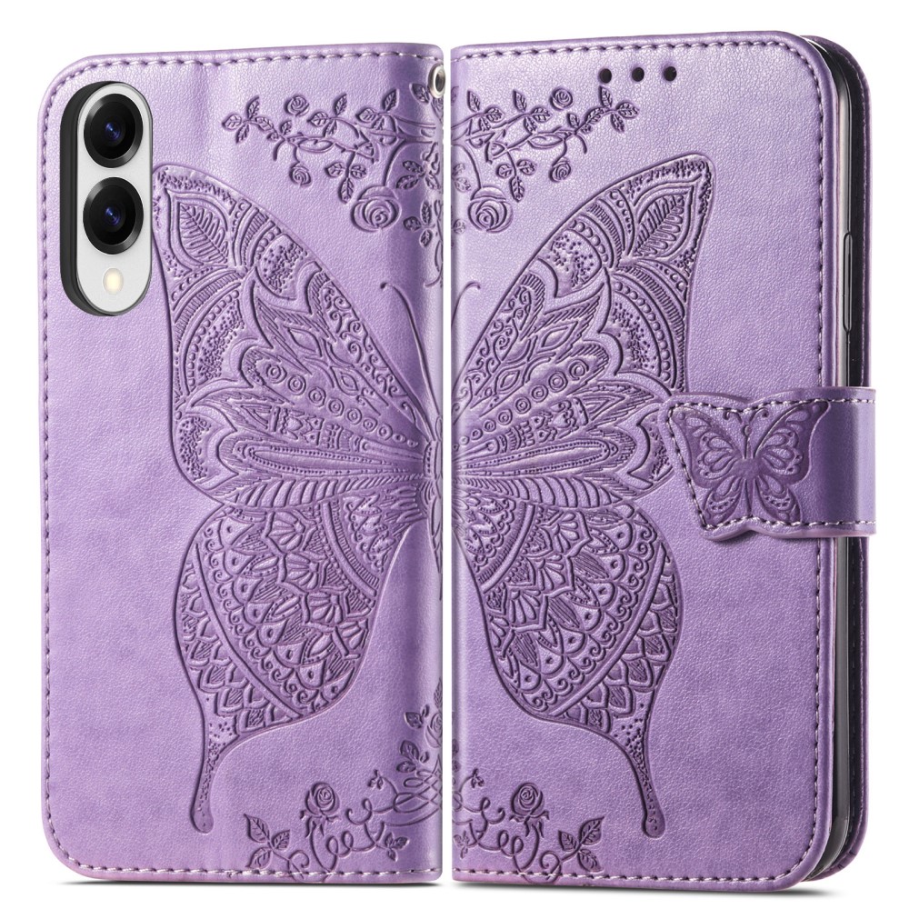  Samsung Galaxy S25 Edge Fodral Med Fjäril Tryck Lila - Teknikhallen.se