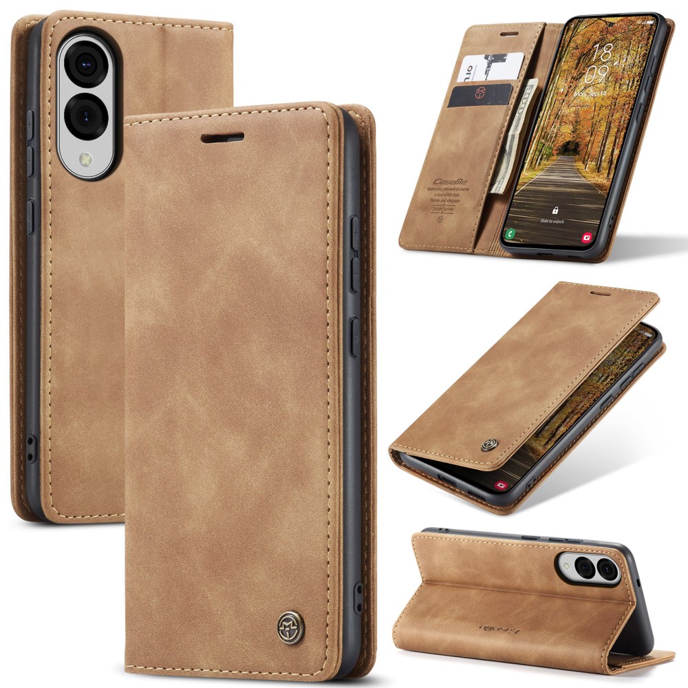 CASEME CASEME Samsung Galaxy S25 Edge Fodral Flip Läder Brun - Teknikhallen.se