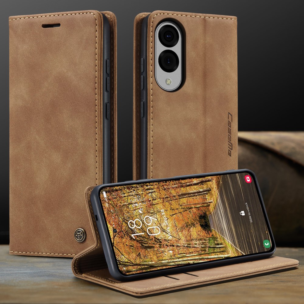 CASEME CASEME Samsung Galaxy S25 Edge Fodral Flip Läder Brun - Teknikhallen.se