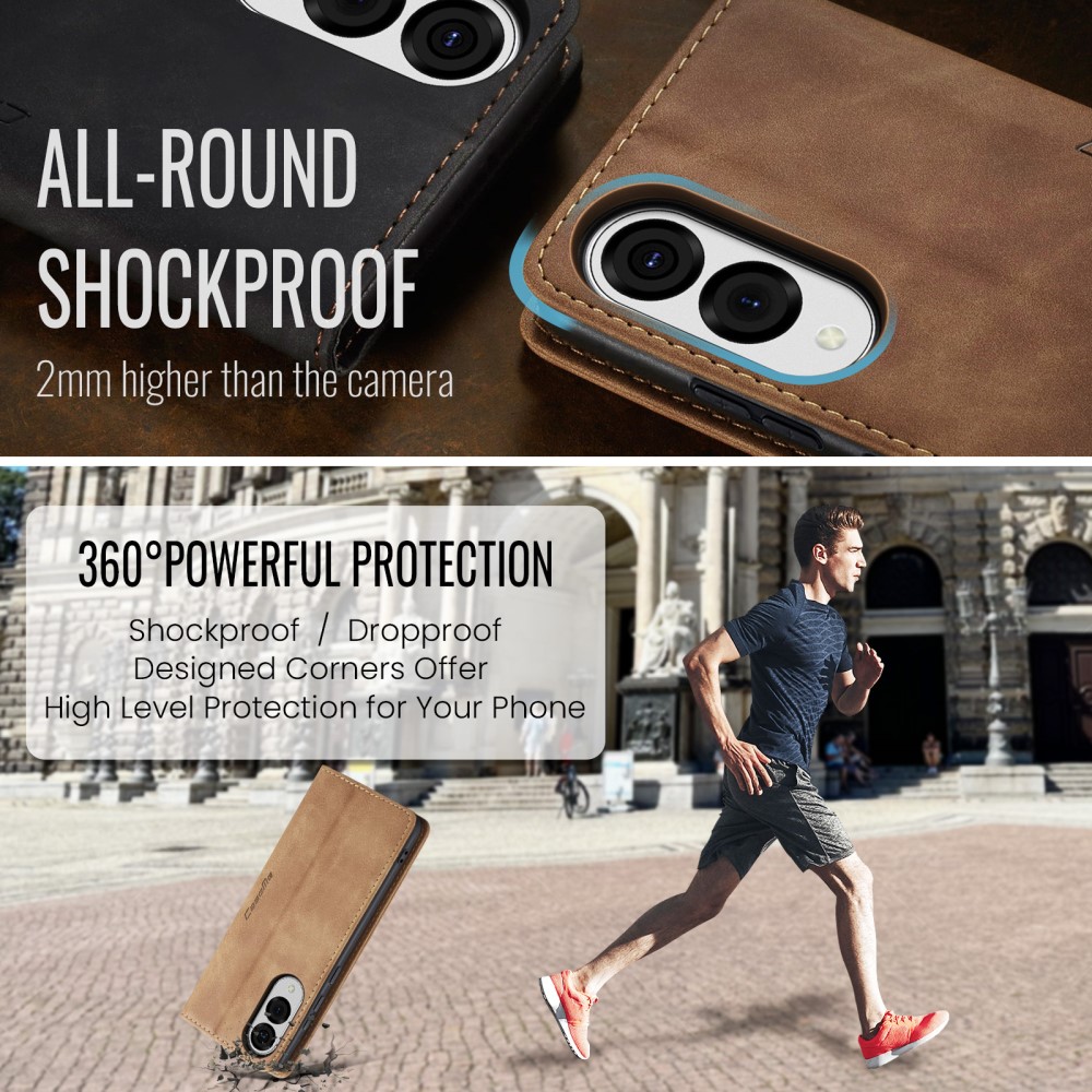 CASEME CASEME Samsung Galaxy S25 Edge Fodral Flip Läder Brun - Teknikhallen.se