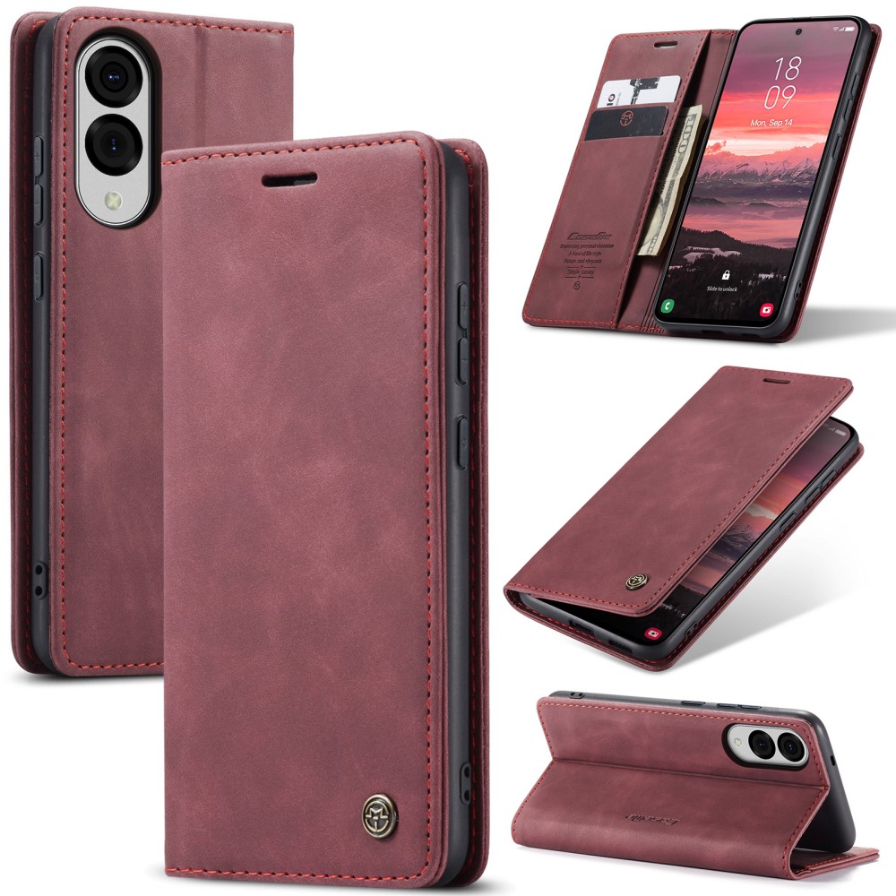 CASEME CASEME Samsung Galaxy S25 Edge Fodral Flip Läder Röd - Teknikhallen.se