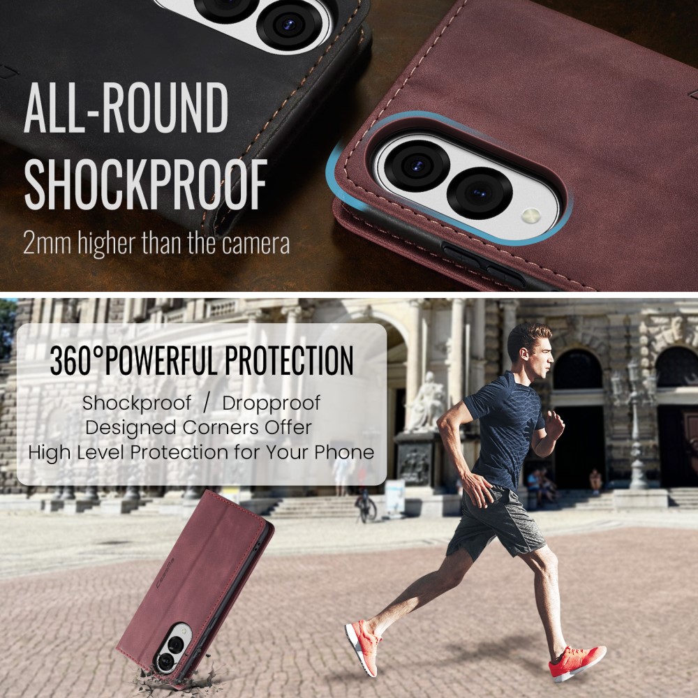 CASEME CASEME Samsung Galaxy S25 Edge Fodral Flip Läder Röd - Teknikhallen.se