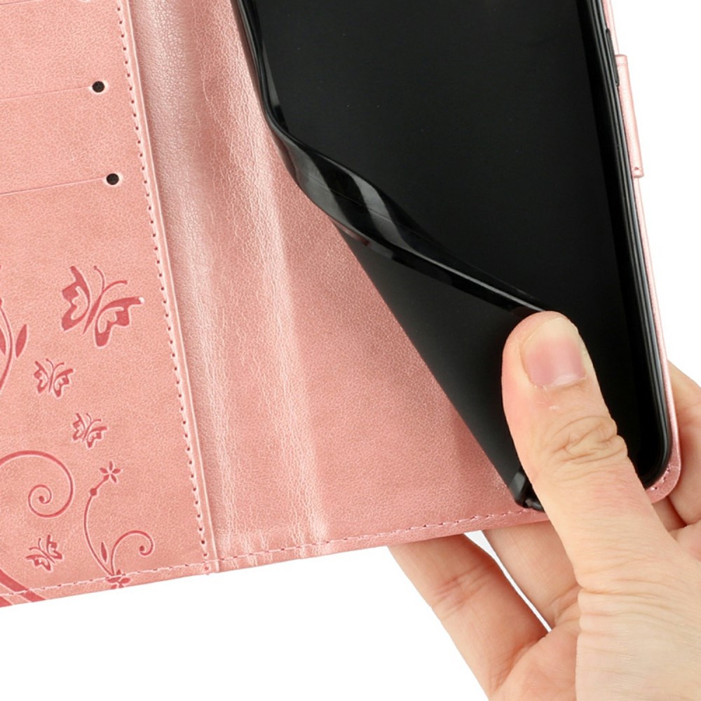  Samsung Galaxy S25 Edge Fodral Med Blommigt Tryck Roséguld - Teknikhallen.se
