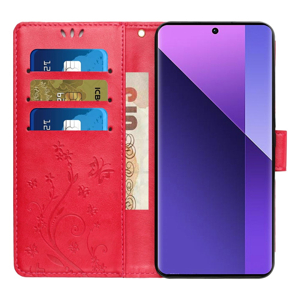  Samsung Galaxy S25 Edge Fodral Med Blommigt Tryck Röd - Teknikhallen.se