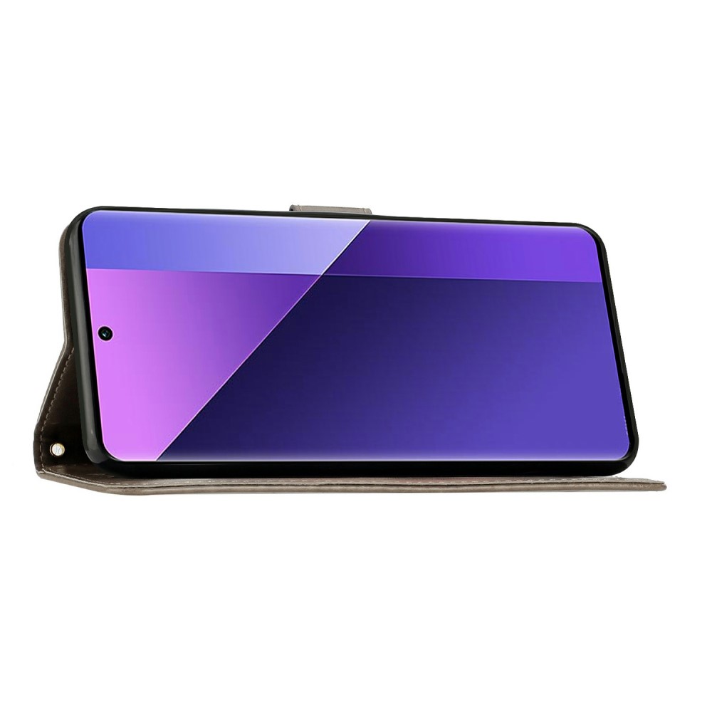  Samsung Galaxy S25 Edge Fodral Med Blommigt Tryck Grå - Teknikhallen.se