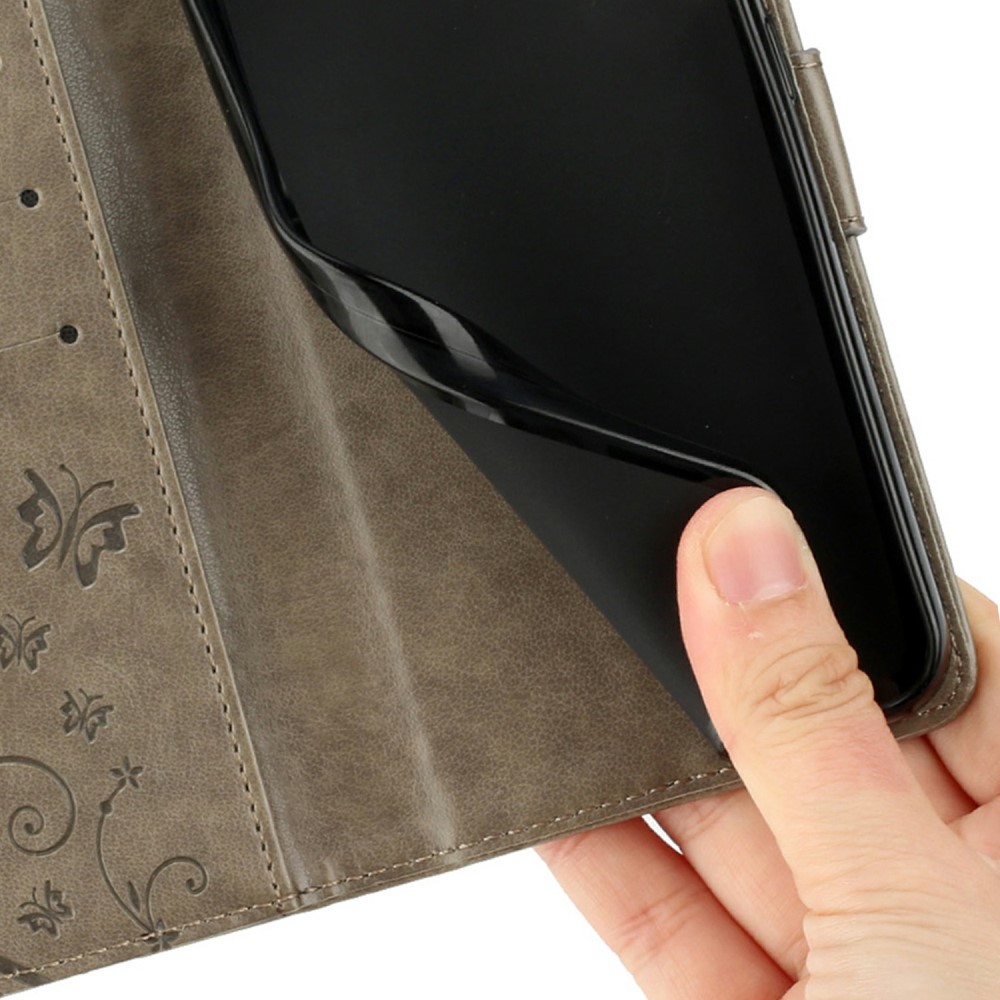  Samsung Galaxy S25 Edge Fodral Med Blommigt Tryck Grå - Teknikhallen.se