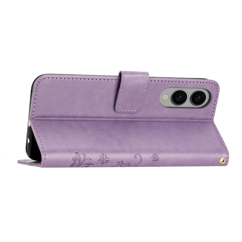  Samsung Galaxy S25 Edge Fodral Med Blommigt Tryck Lila - Teknikhallen.se