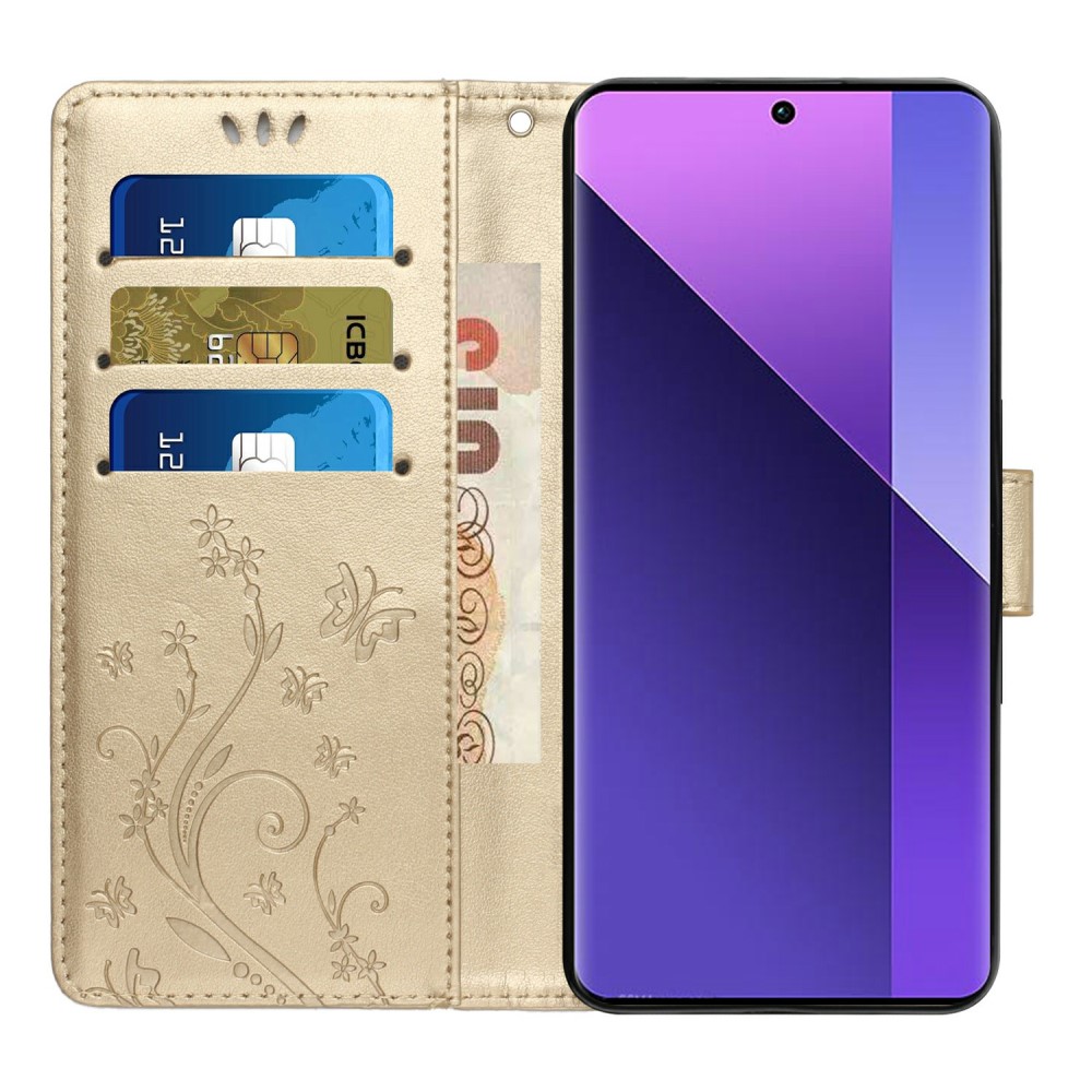  Samsung Galaxy S25 Edge Fodral Med Blommigt Tryck Guld - Teknikhallen.se