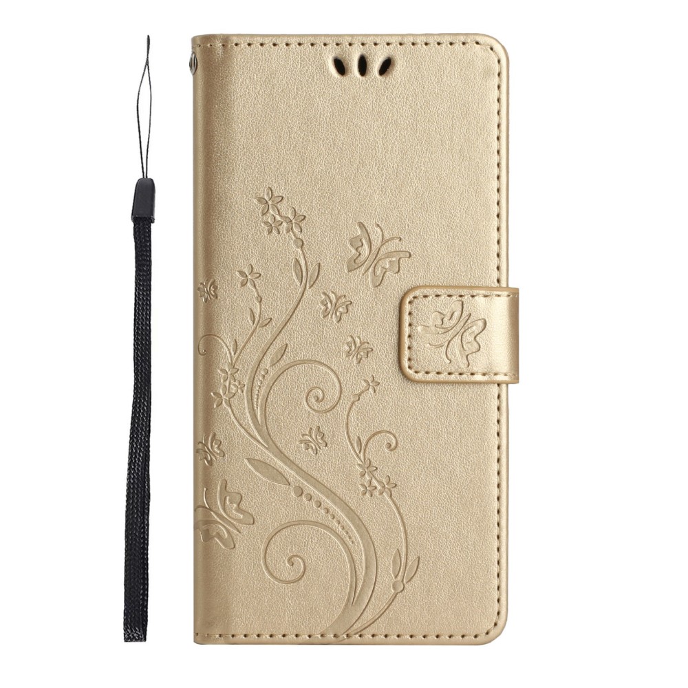  Samsung Galaxy S25 Edge Fodral Med Blommigt Tryck Guld - Teknikhallen.se