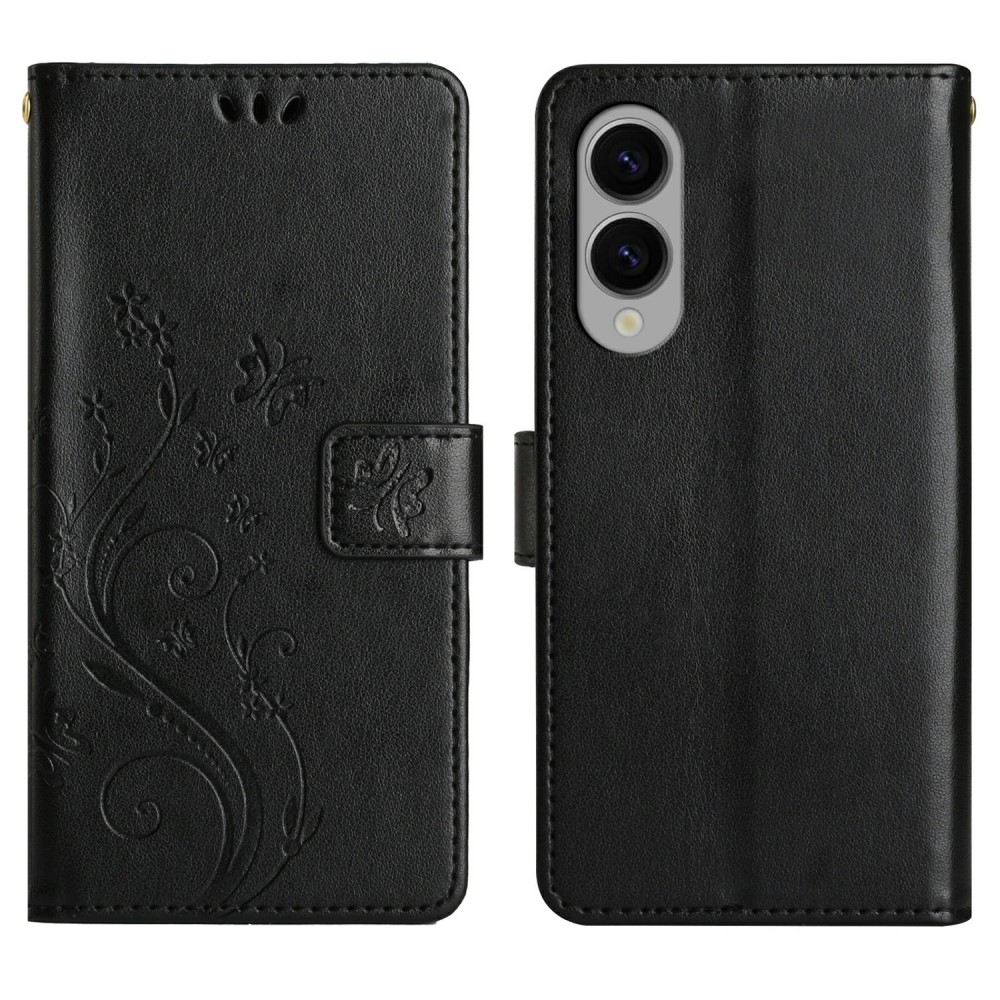  Samsung Galaxy S25 Edge Fodral Med Blommigt Tryck Svart - Teknikhallen.se