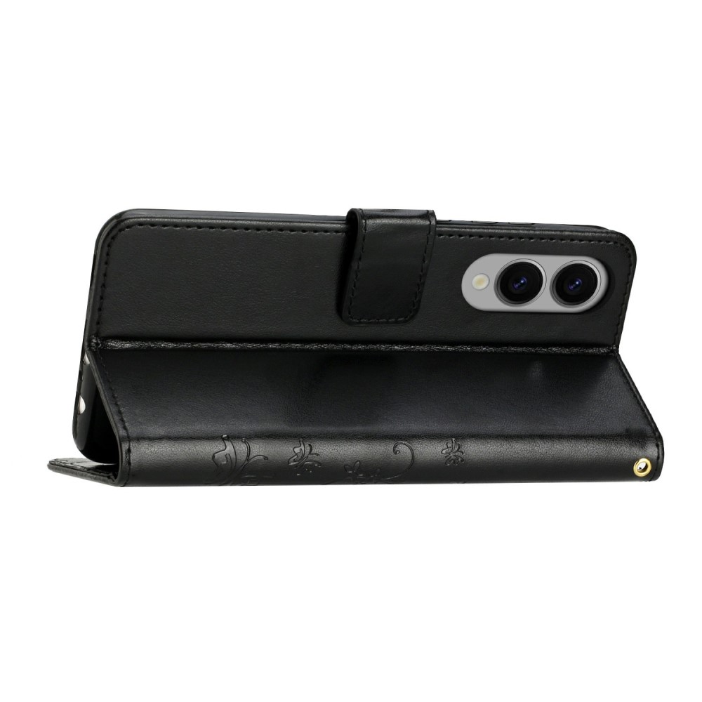  Samsung Galaxy S25 Edge Fodral Med Blommigt Tryck Svart - Teknikhallen.se