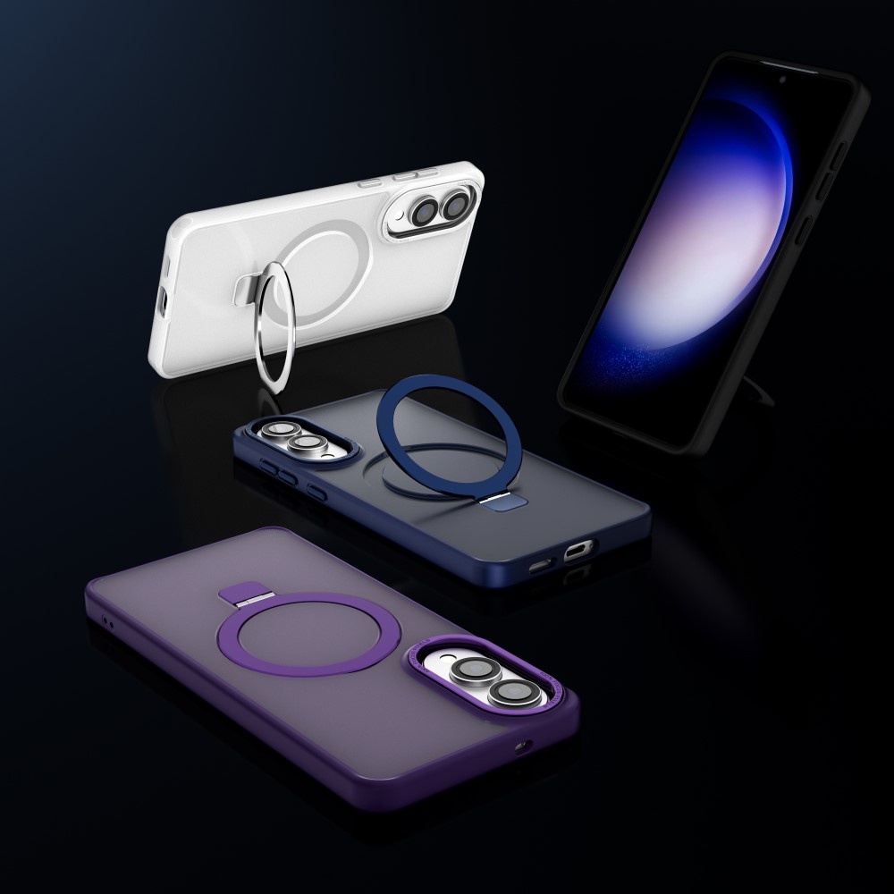  Samsung Galaxy S25 Edge Skal MagSafe Kickstand Svart - Teknikhallen.se
