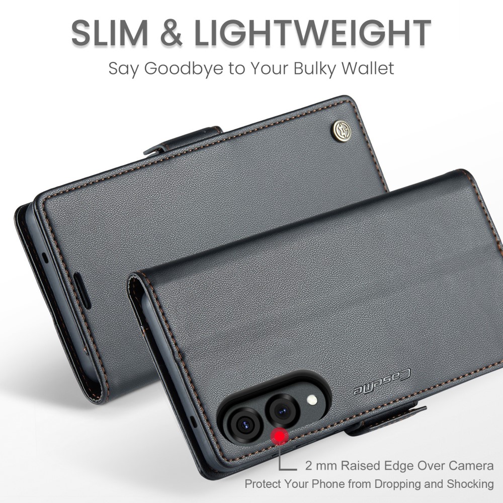CASEME CASEME Samsung Galaxy S25 Edge Fodral Läder RFID Svart - Teknikhallen.se