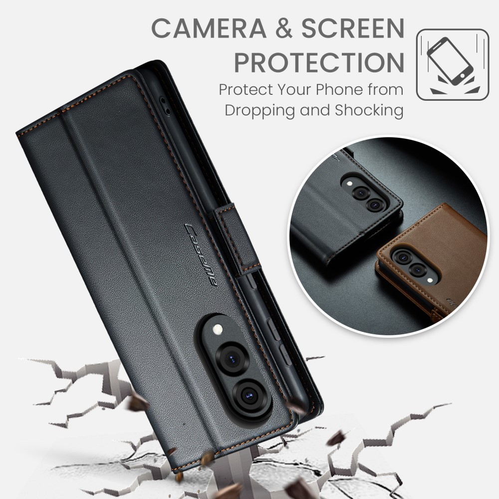 CASEME CASEME Samsung Galaxy S25 Edge Fodral Läder RFID Svart - Teknikhallen.se