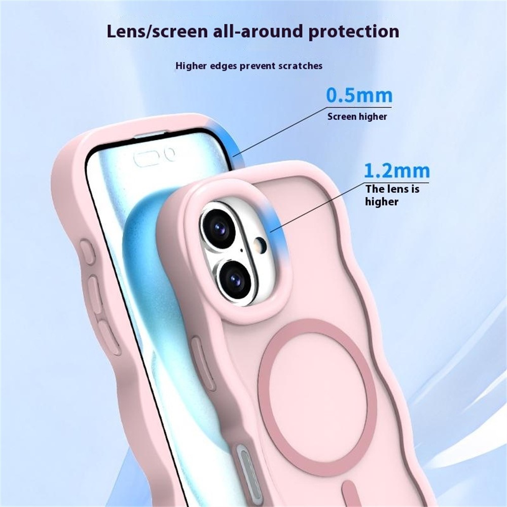  iPhone 16 Plus Skal MagSafe Wavy Matt Rosa - Teknikhallen.se