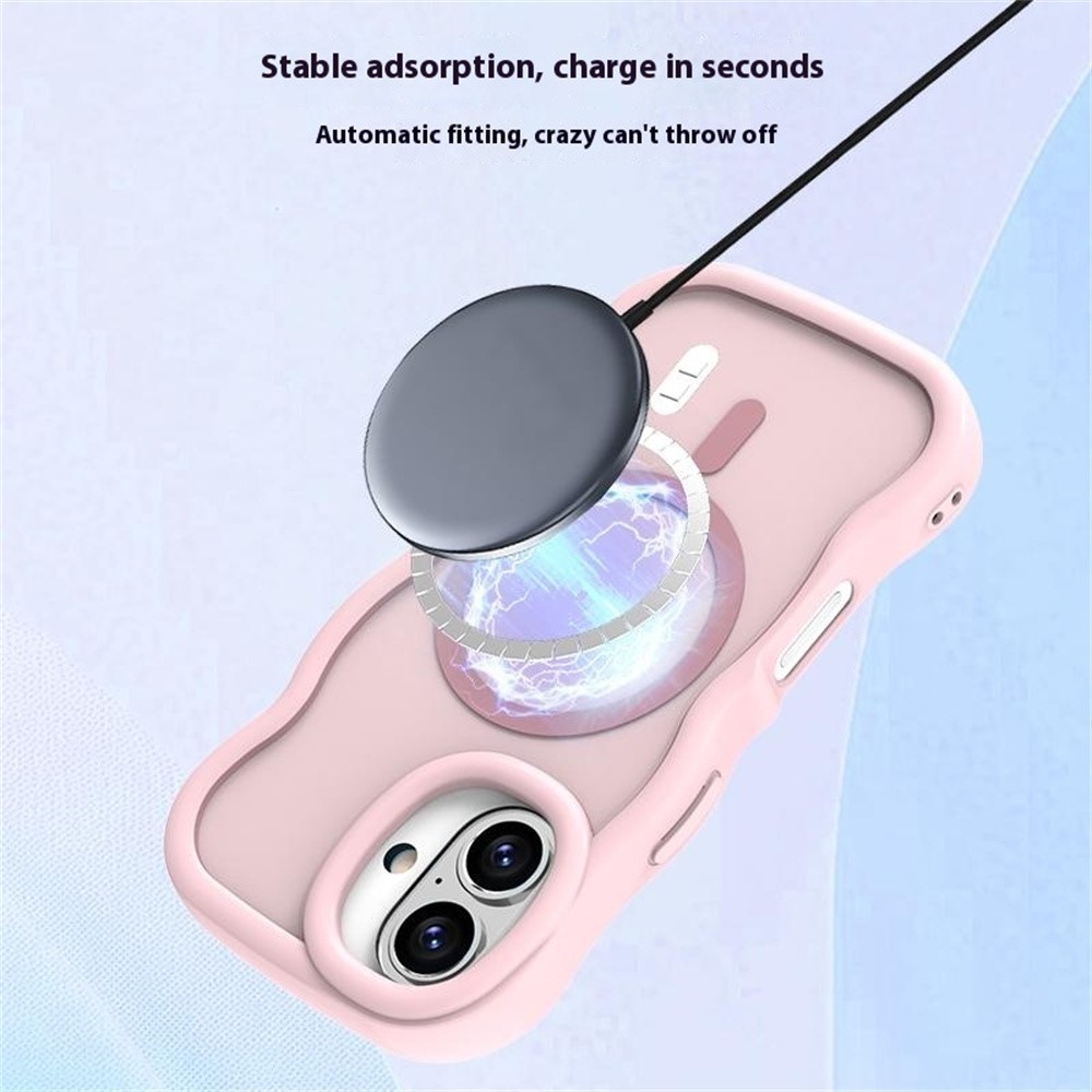  iPhone 16 Plus Skal MagSafe Wavy Matt Rosa - Teknikhallen.se