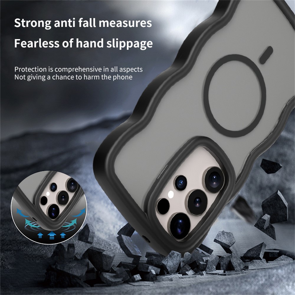  Samsung Galaxy S25 Ultra Skal MagSafe Wavy Matt Svart - Teknikhallen.se