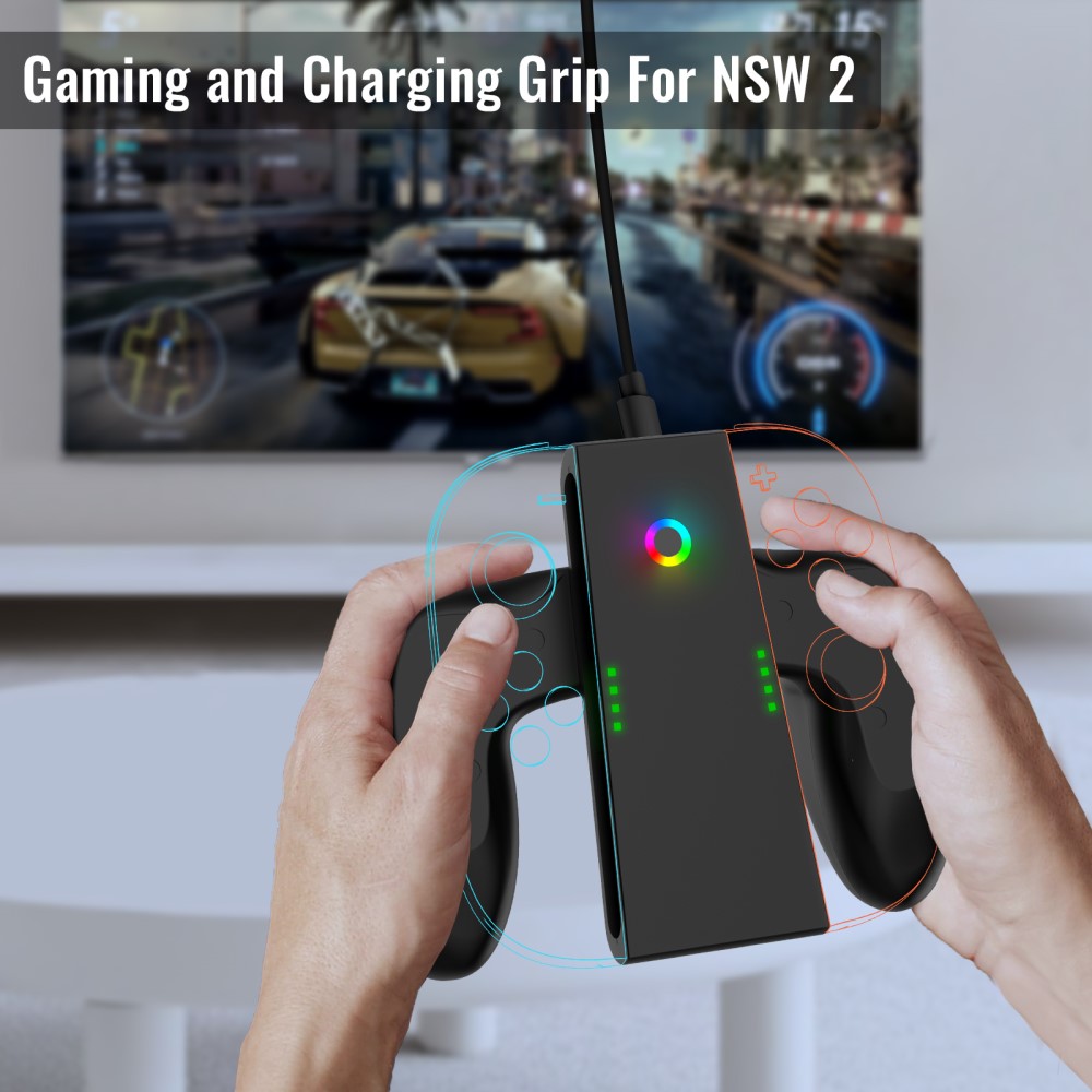 JYS JYS Nintendo Switch 2 Joy-Con Charging Grip Svart - Teknikhallen.se