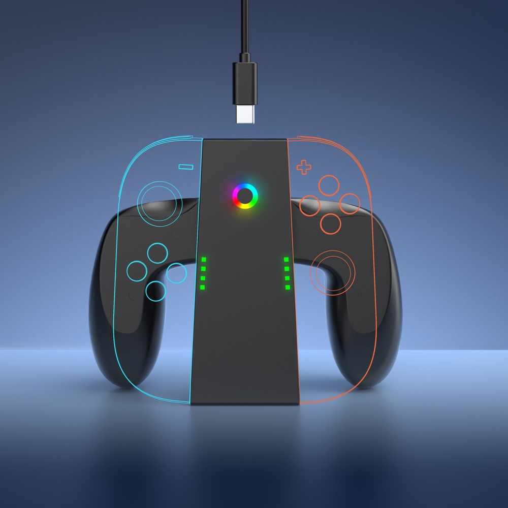 JYS JYS Nintendo Switch 2 Joy-Con Charging Grip Svart - Teknikhallen.se
