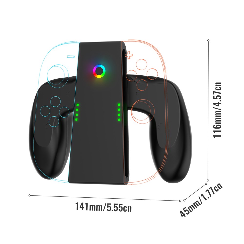 JYS JYS Nintendo Switch 2 Joy-Con Charging Grip Svart - Teknikhallen.se