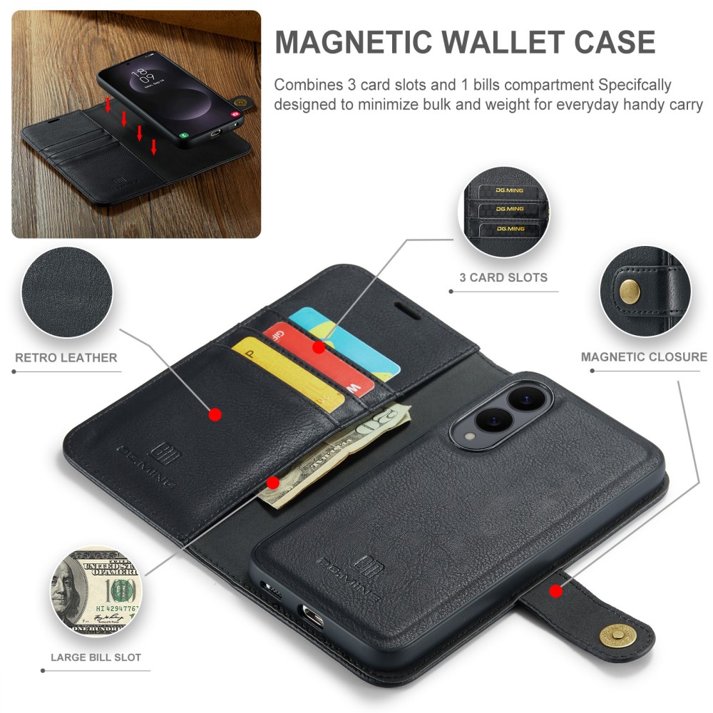 DG.MING DG.MING Galaxy S25 Edge 2in1 Magnet Fodral / Skal Svart - Teknikhallen.se