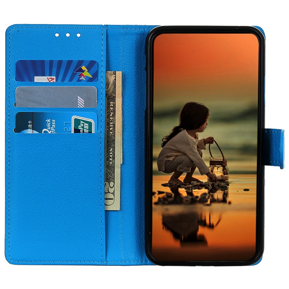  Sony Xperia 1 VII Fodral Litchi Läder Blå - Teknikhallen.se