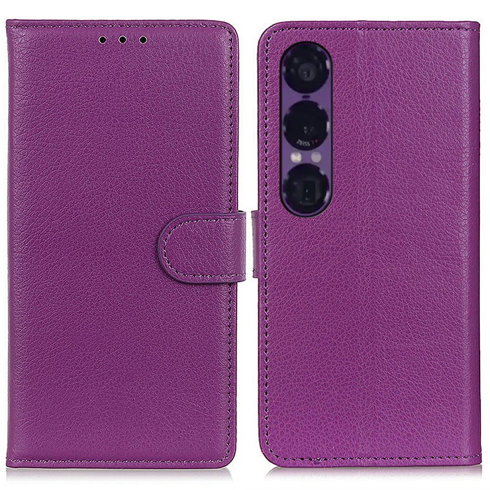  Sony Xperia 1 VII Fodral Litchi Läder Lila - Teknikhallen.se