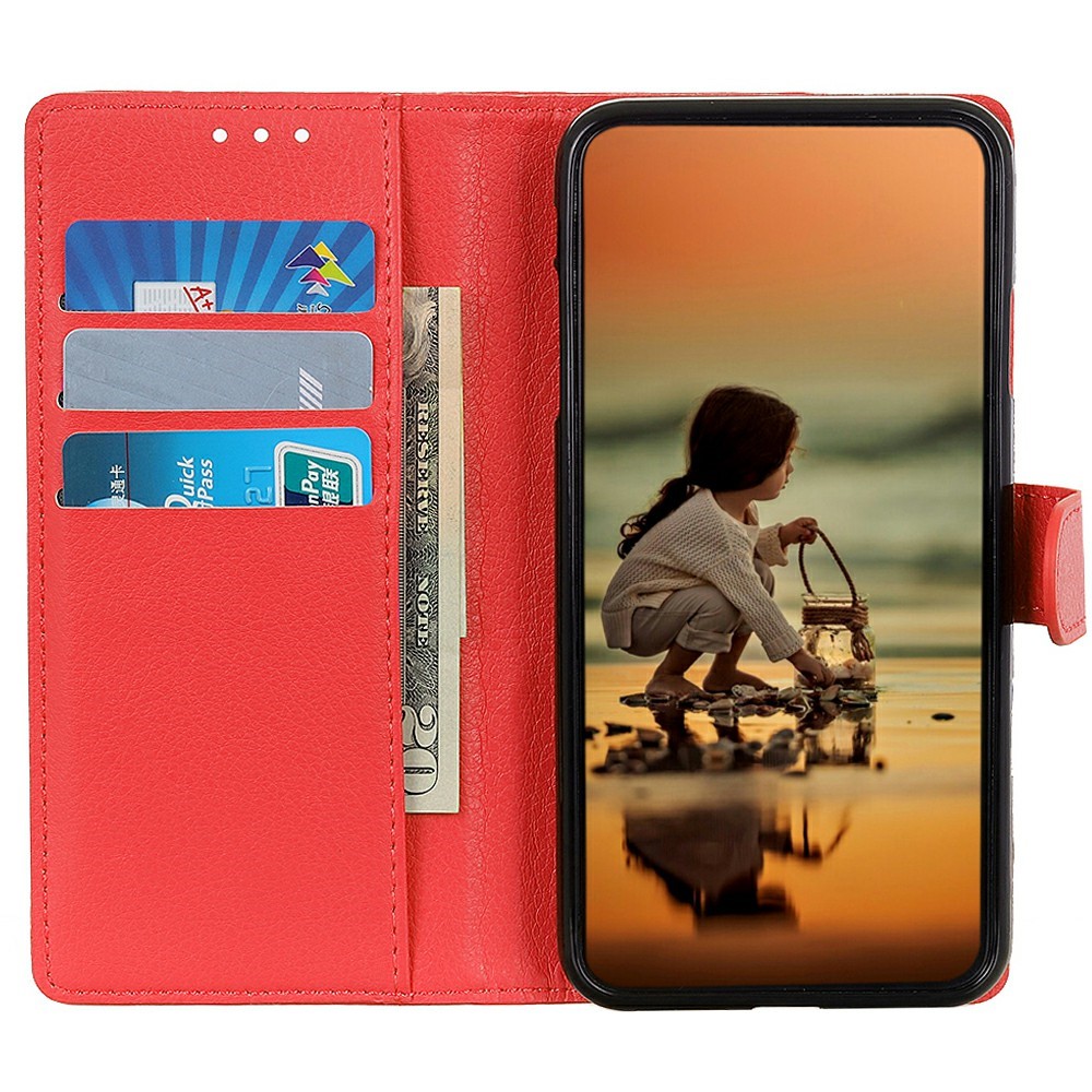  Sony Xperia 1 VII Fodral Litchi Läder Röd - Teknikhallen.se