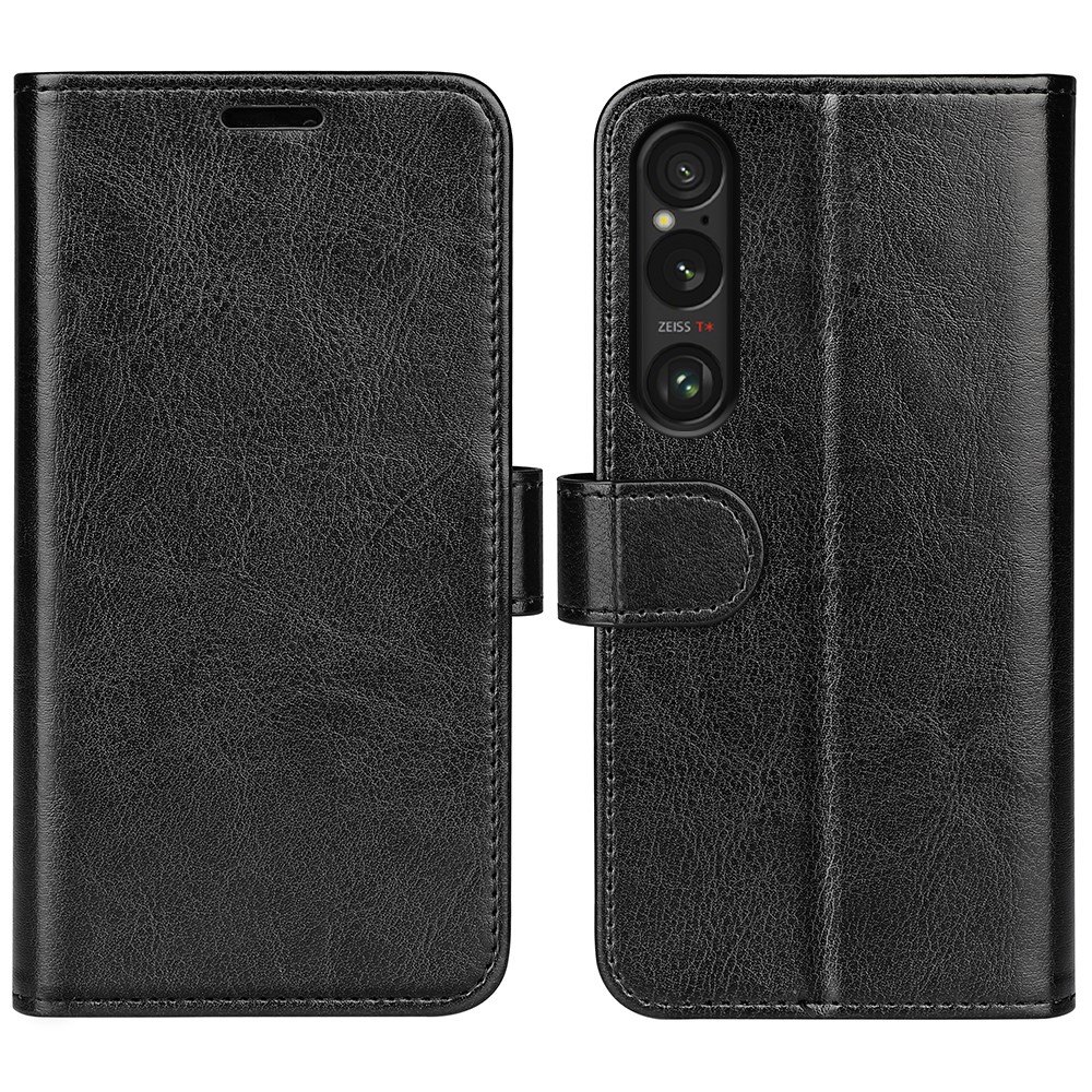  Sony Xperia 1 VII Fodral Crazy Horse Läder Svart - Teknikhallen.se
