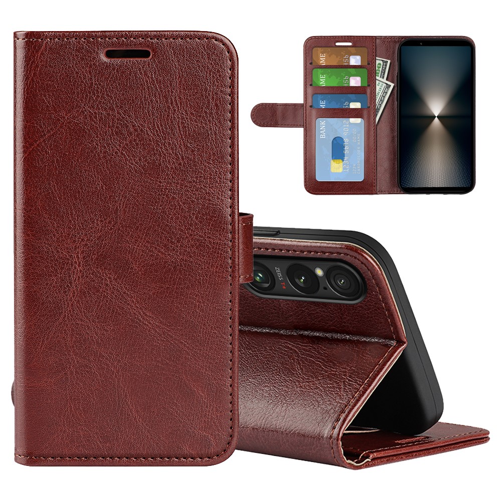  Sony Xperia 1 VII Fodral Crazy Horse Läder Brun - Teknikhallen.se
