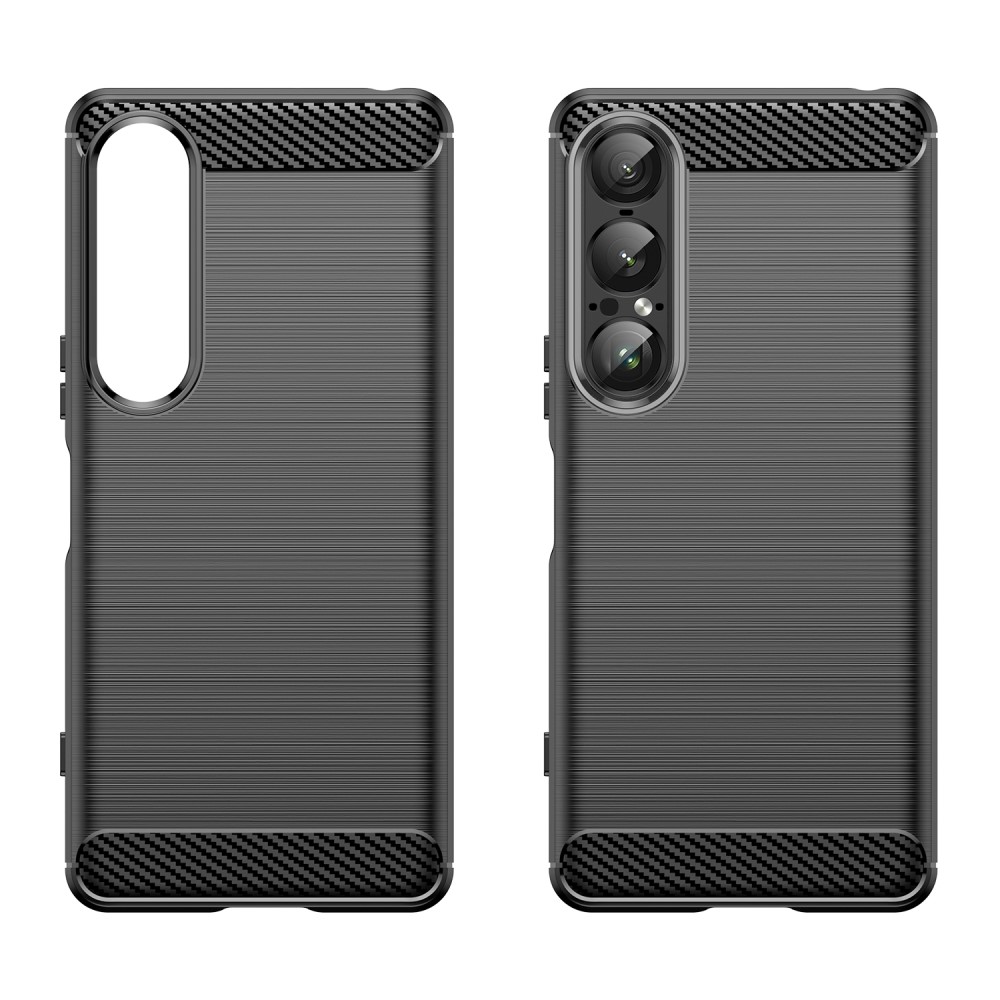  Sony Xperia 1 VII Skal Borstad Stål Textur Svart - Teknikhallen.se