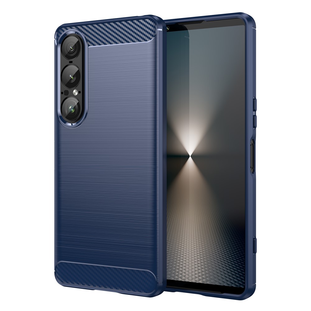  Sony Xperia 1 VII Skal Borstad Stål Textur Blå - Teknikhallen.se