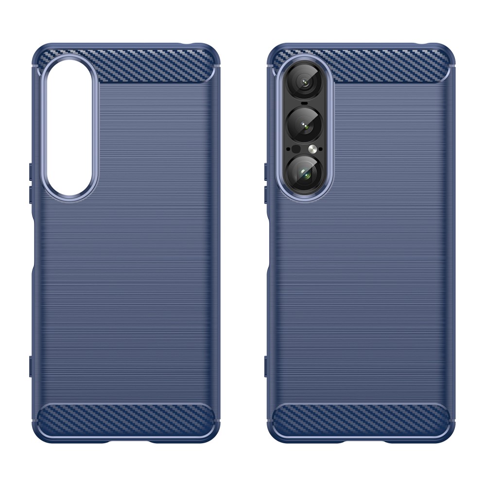  Sony Xperia 1 VII Skal Borstad Stål Textur Blå - Teknikhallen.se