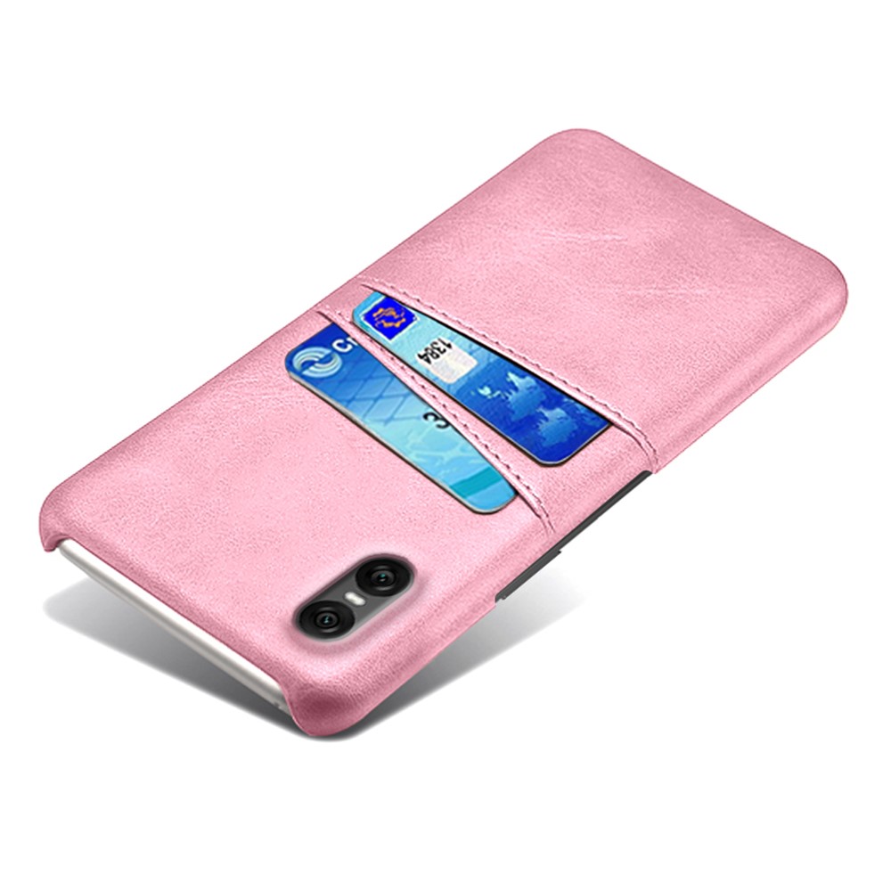  Sony Xperia 10 VII Läderbelagt Skal Med Kortfack Roséguld - Teknikhallen.se