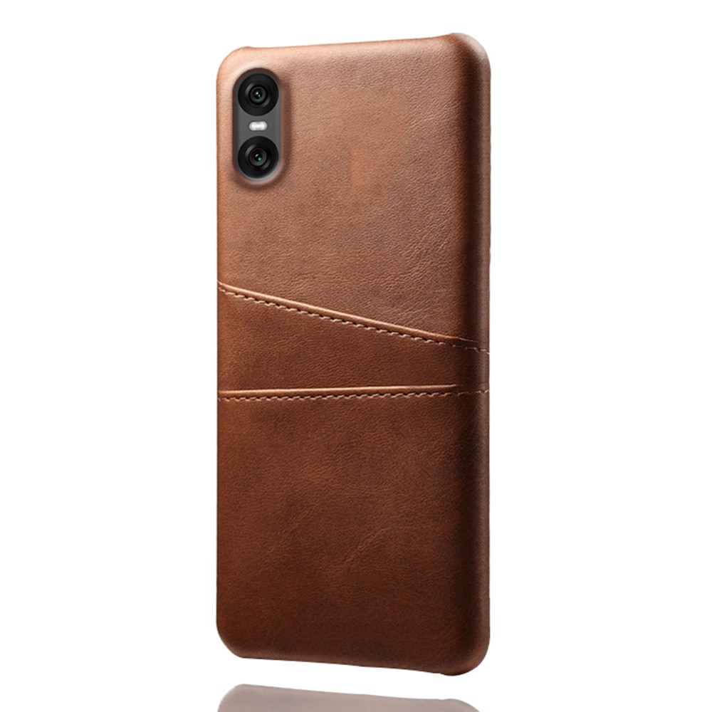  Sony Xperia 10 VII Läderbelagt Skal Med Kortfack Brun - Teknikhallen.se