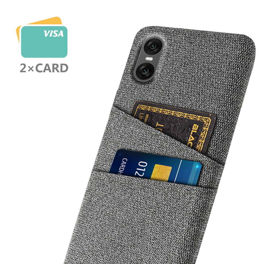  Sony Xperia 10 VII Skal Med Kortfack Tygbelagt Grå - Teknikhallen.se