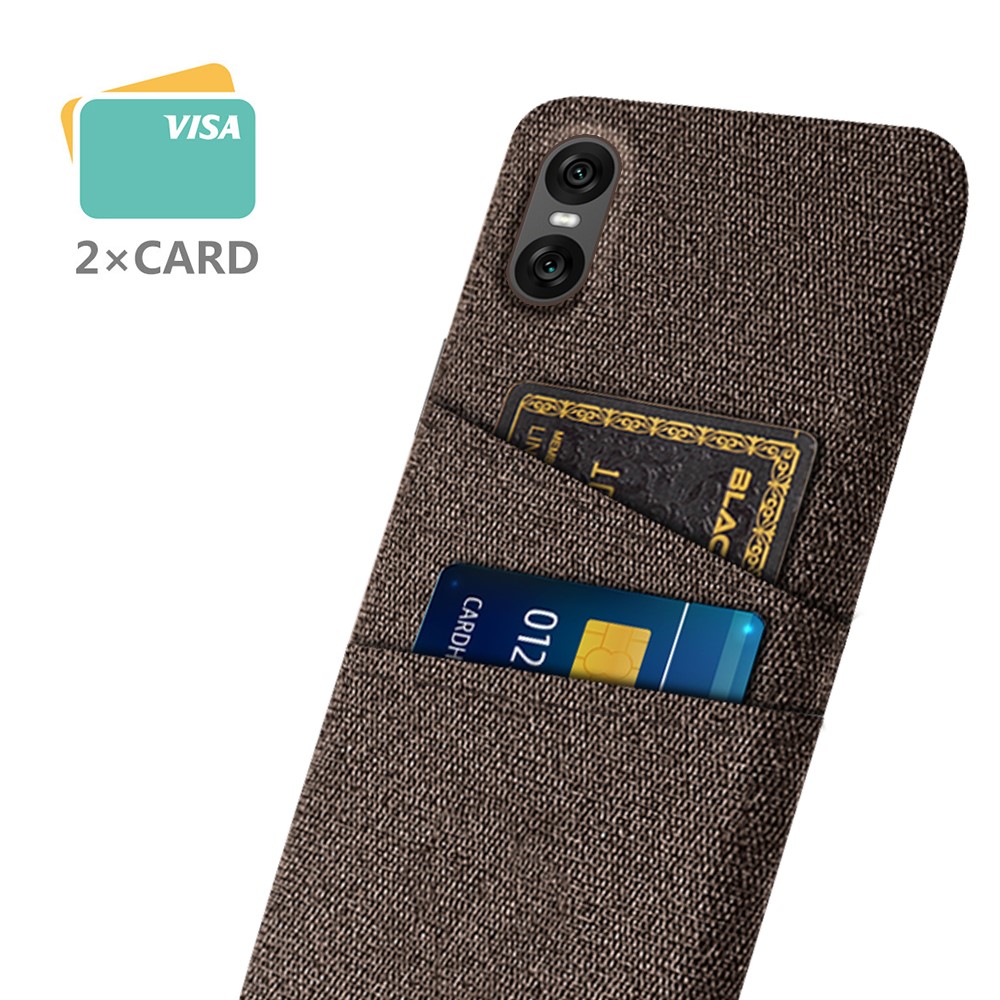  Sony Xperia 10 VII Skal Med Kortfack Tygbelagt Brun - Teknikhallen.se
