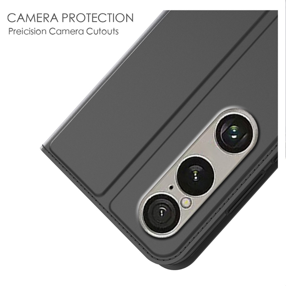  Sony Xperia 1 VII Fodral Flip Läder Svart - Teknikhallen.se