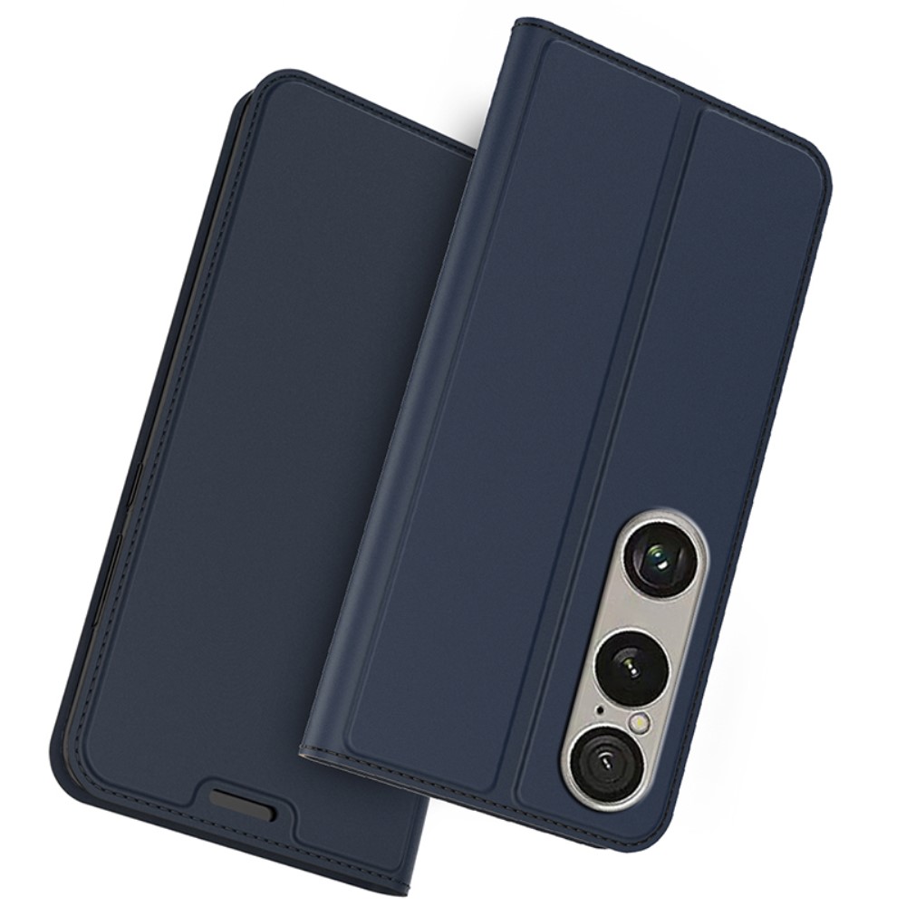  Sony Xperia 1 VII Fodral Flip Läder Blå - Teknikhallen.se