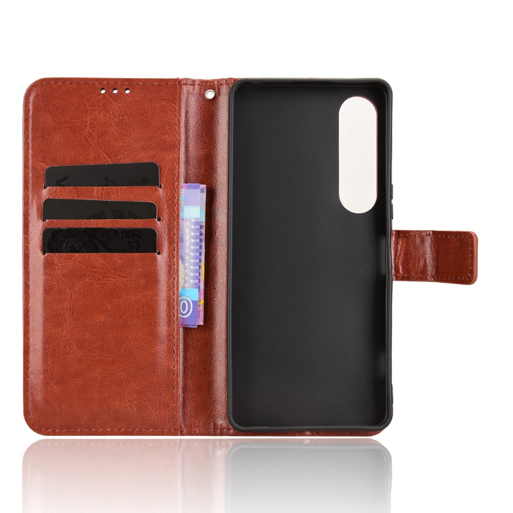  Sony Xperia 1 VII Fodral Crazy Horse Läder Brun - Teknikhallen.se