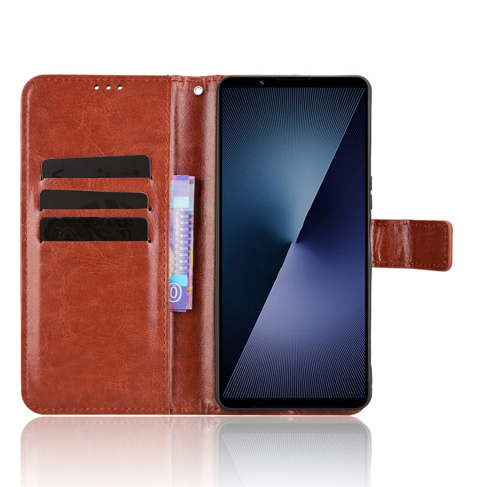  Sony Xperia 1 VII Fodral Crazy Horse Läder Brun - Teknikhallen.se