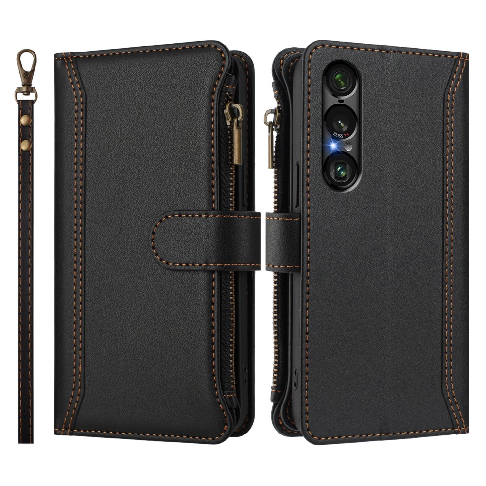  Sony Xperia 1 VII Fodral Multifunktionellt Läder Svart - Teknikhallen.se