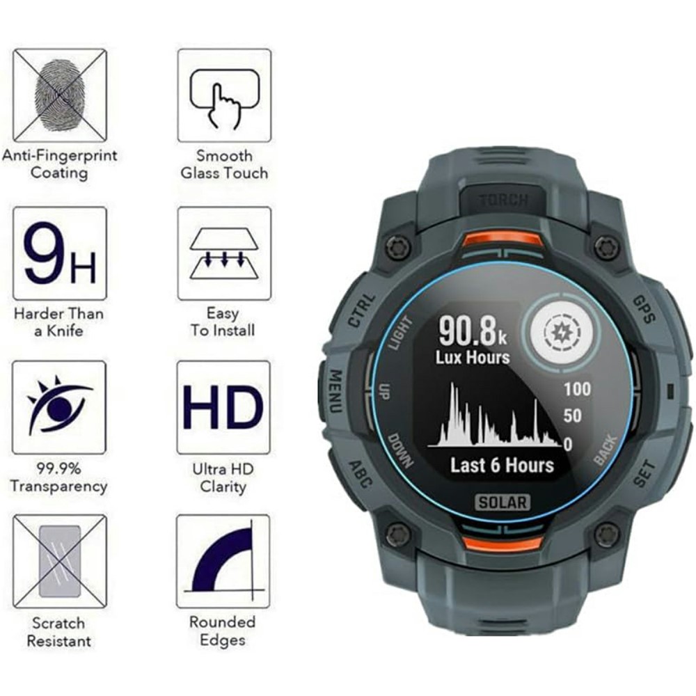  Garmin Instinct 3 50 mm 3-PACK Skärmskydd Härdat Glas - Teknikhallen.se